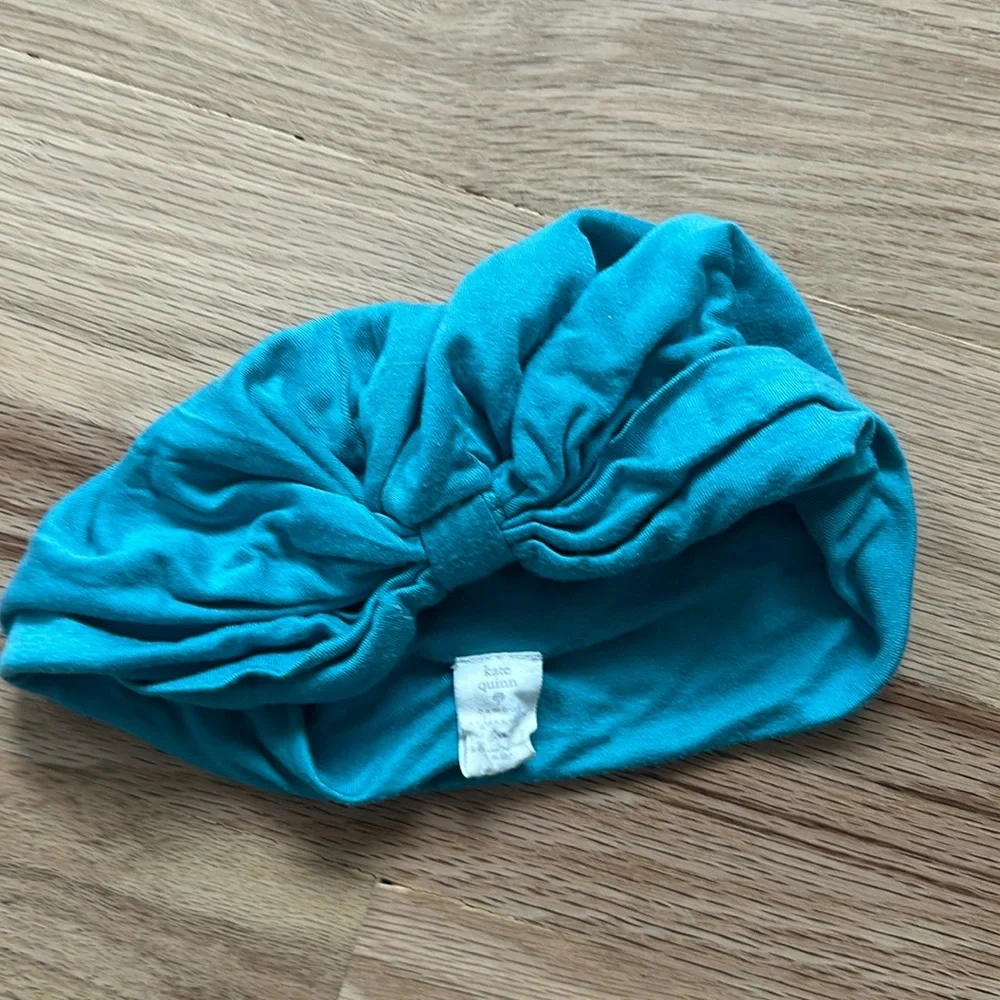 Kate Quinn teal blue bathing cap 100% organic cotton turban, girls size XL